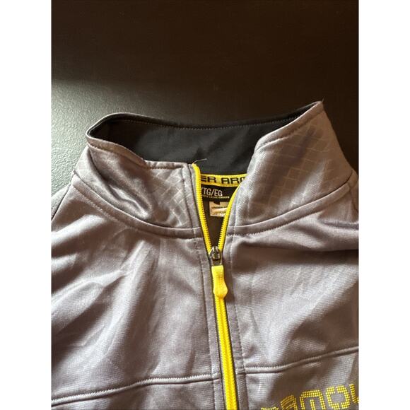 Under Armour Mens Jacket Size XL Windbreaker Full Zip Loose Yellow Gold Black - Picture 7 of 10